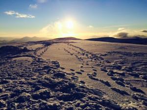 The view back up to the summit just after we started descending