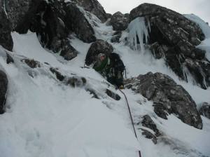 The first pitch, and the last photo before we topped out