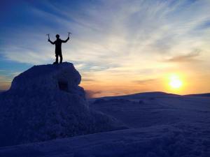 The Summit shelter - possibly in itself the best bit of ice bouldering there is on Ben Nevis?