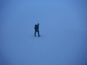 Visibility had dropped to under 30 meters just a few minutes after we took the summit picture